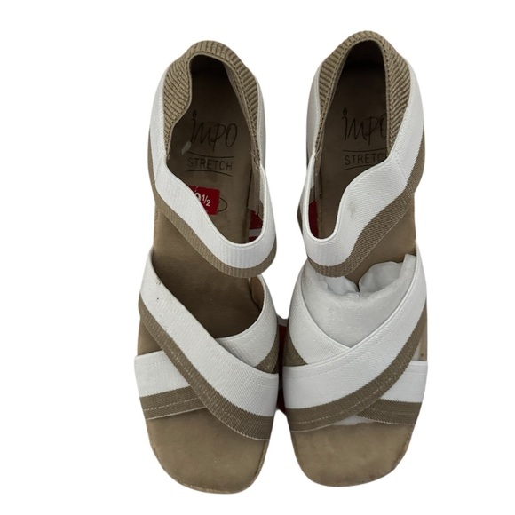 IMPO Nayeli Womens Cotton Stretch Ankle Strap Espadrilles - White and Tan Sz 9.5 - Picture 2 of 6